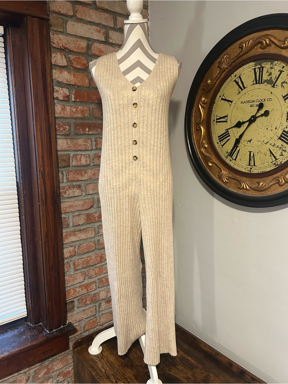 Mango • Ribbed Knit Button Jumpsuit